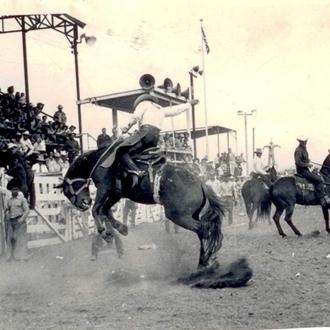 old photo of saddle bronc riding